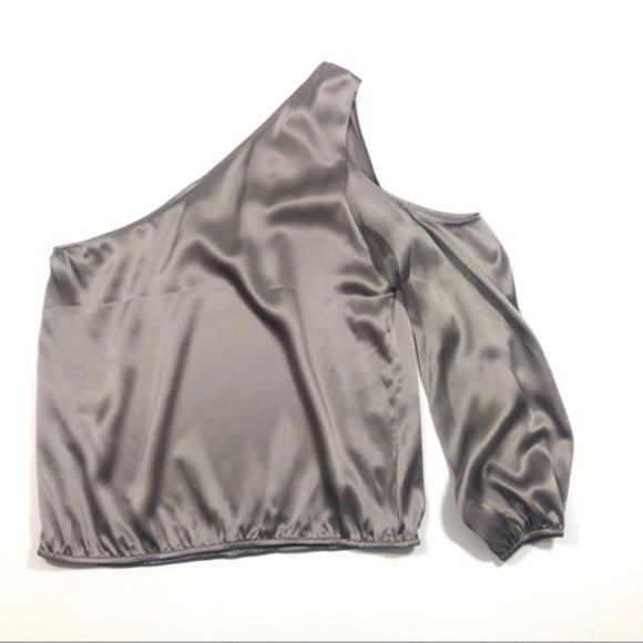 NWT Joie Abatha Vintage Steel Silk OneShoulder Top - Picture 5 of 5